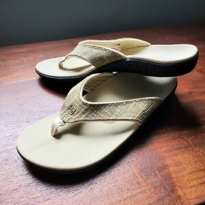 Spenco Women's Khaki Yumi Orthotic Flip Flops Sz 7W NEW! Arch Support Comfy
